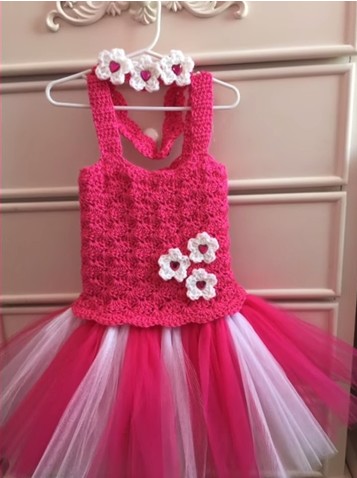 vestido crochet tul