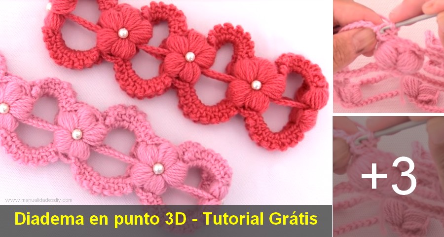 diadema punto 3d crochet